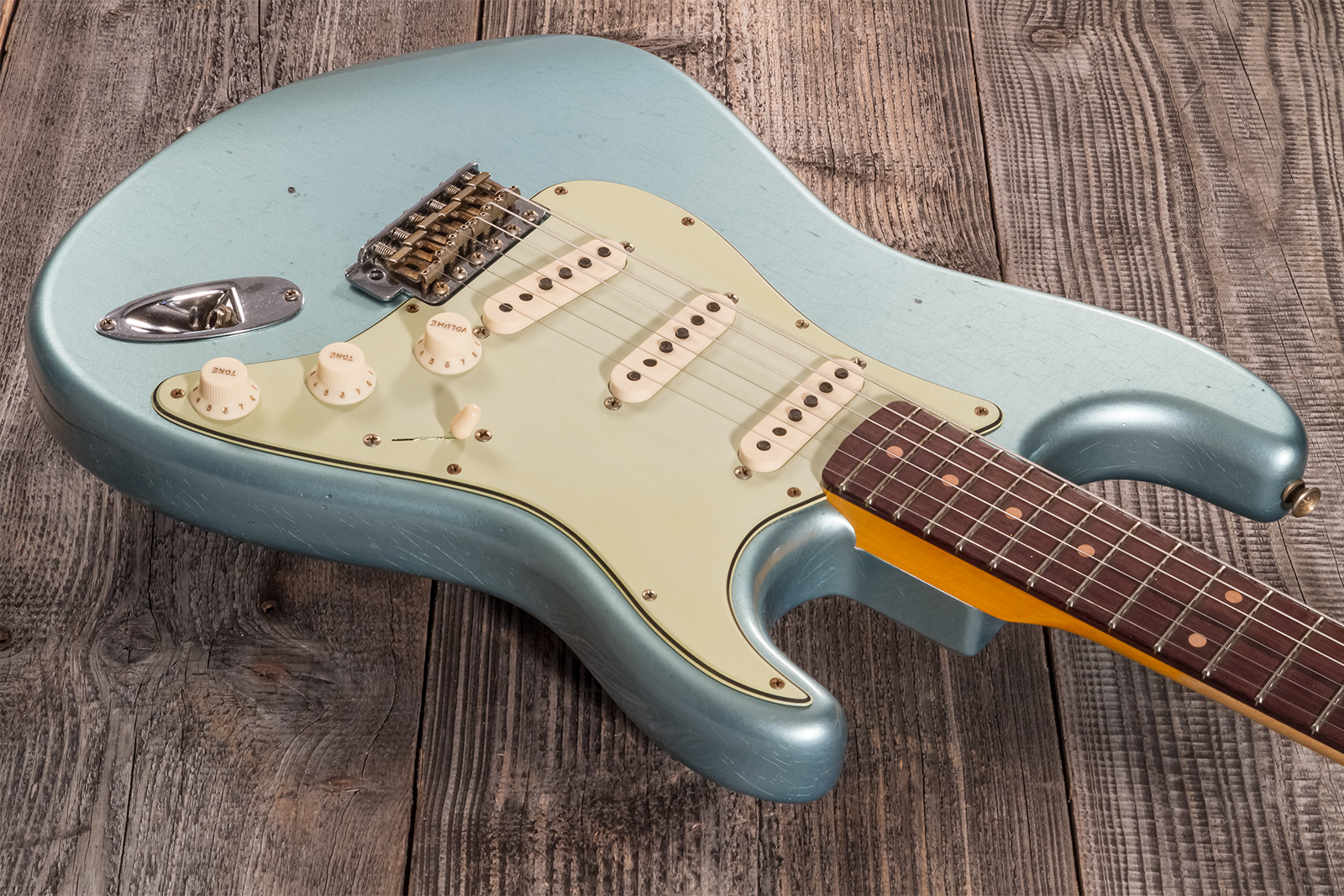 Fender Custom Shop Strat 1959 3s Trem Rw #cz570883 - Journeyman Relic Teal Green Metallic - Guitarra eléctrica con forma de str. - Variation 2