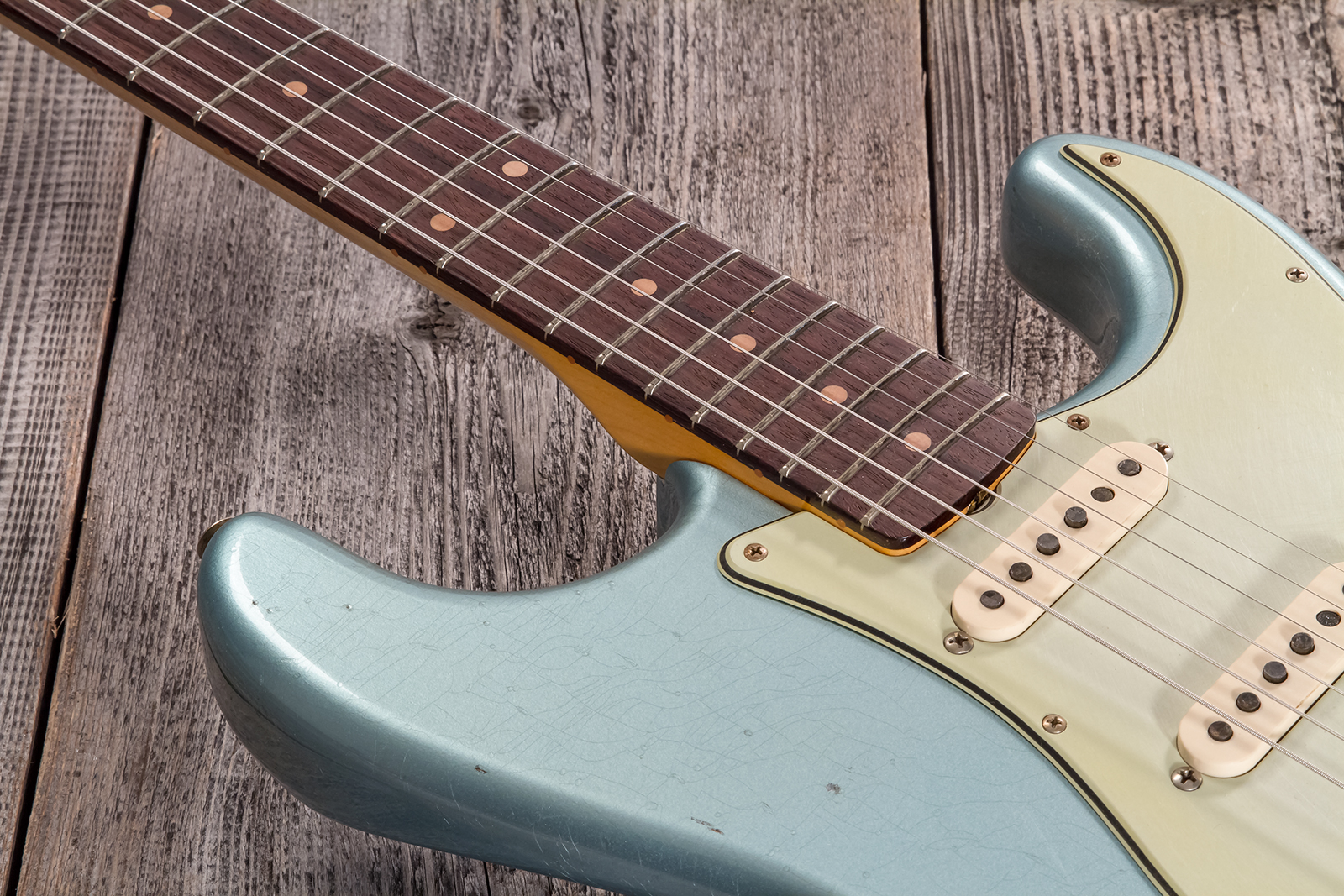 Fender Custom Shop Strat 1959 3s Trem Rw #cz570883 - Journeyman Relic Teal Green Metallic - Guitarra eléctrica con forma de str. - Variation 3