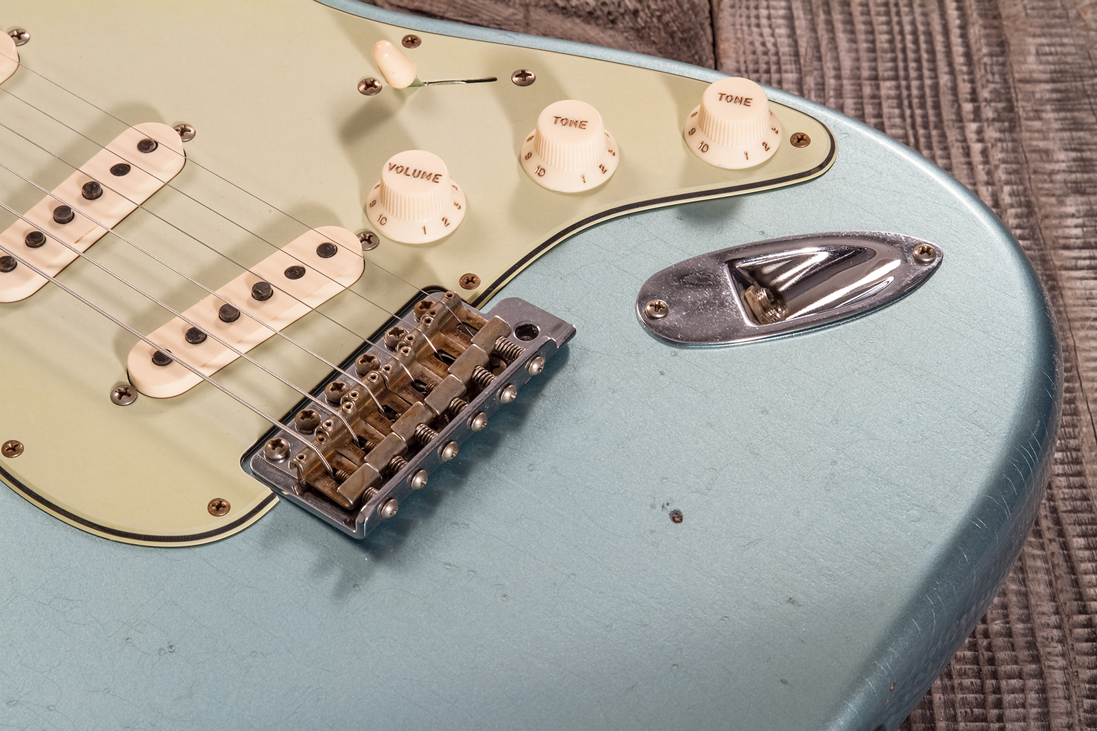 Fender Custom Shop Strat 1959 3s Trem Rw #cz570883 - Journeyman Relic Teal Green Metallic - Guitarra eléctrica con forma de str. - Variation 4