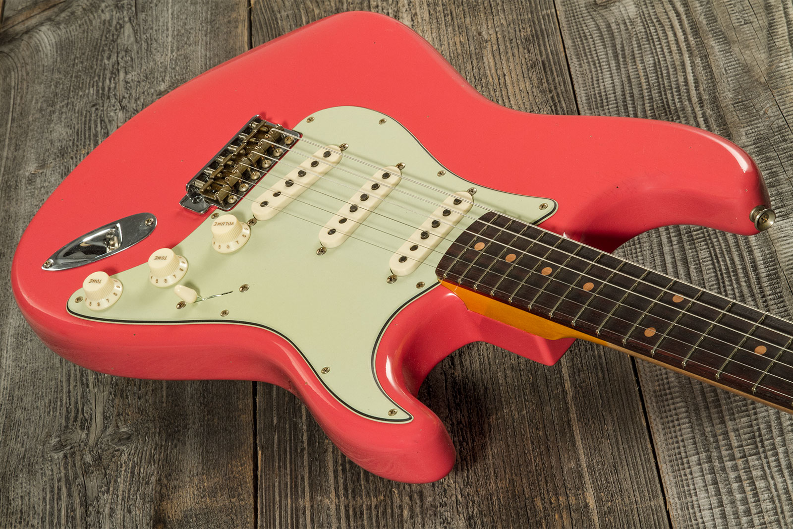 Fender Custom Shop Strat 1959 3s Trem Rw #cz571088 - Journeyman Relic Aged Fiesta Red - Guitarra eléctrica con forma de str. - Variation 2