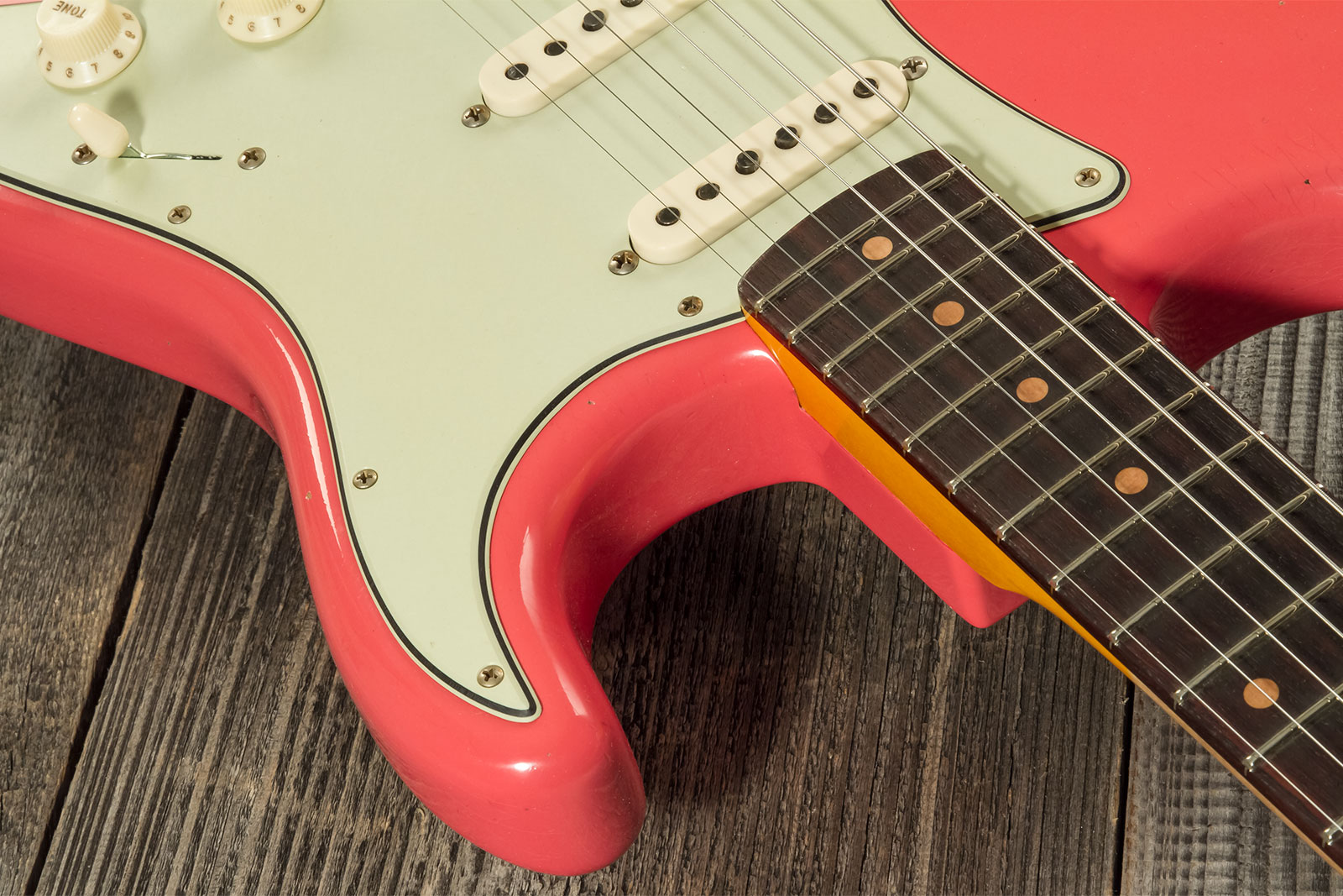 Fender Custom Shop Strat 1959 3s Trem Rw #cz571088 - Journeyman Relic Aged Fiesta Red - Guitarra eléctrica con forma de str. - Variation 3