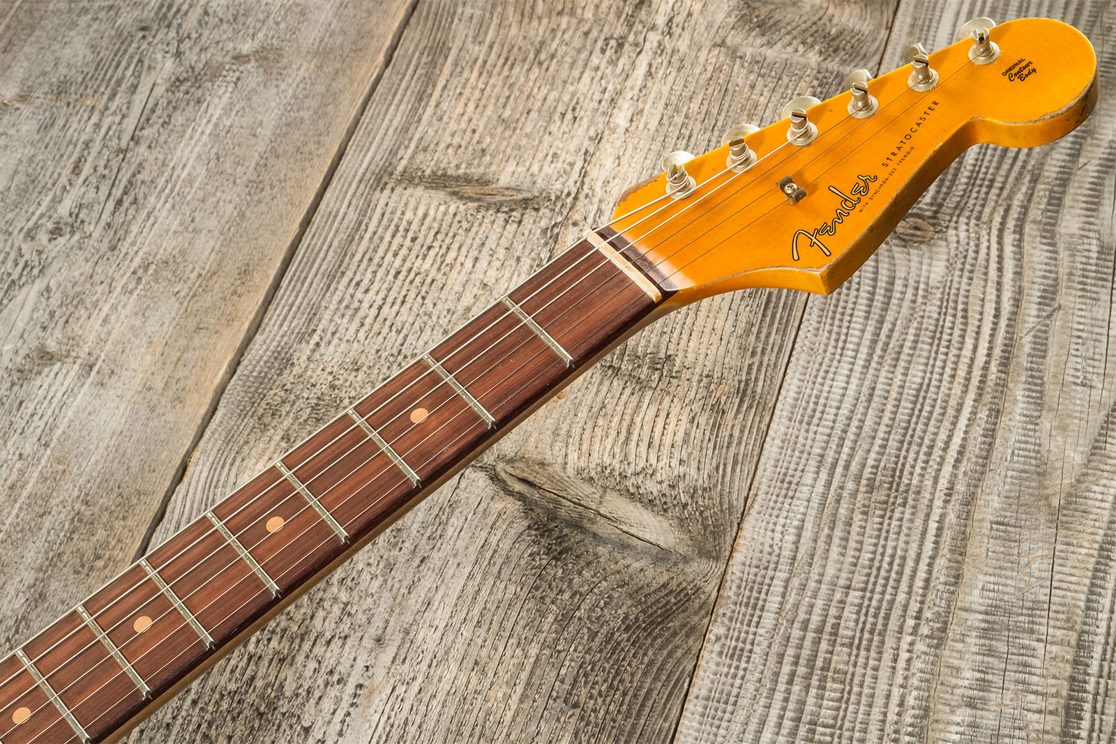 Fender Custom Shop Strat 1959 3s Trem Rw #cz576124 - Super Heavy Relic Sonic Blue O. Chocolate Sunburst - Guitarra eléctrica con forma de str. - Varia