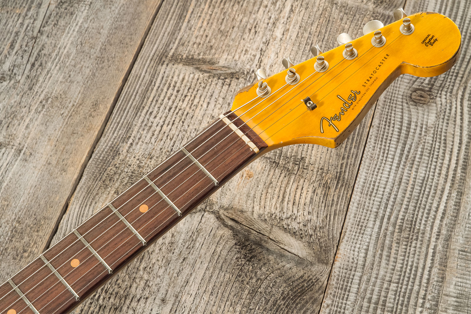 Fender Custom Shop Strat 1959 3s Trem Rw #cz576154 - Super Heavy Relic Black O. 3-color Sunburst - Guitarra eléctrica con forma de str. - Variation 8
