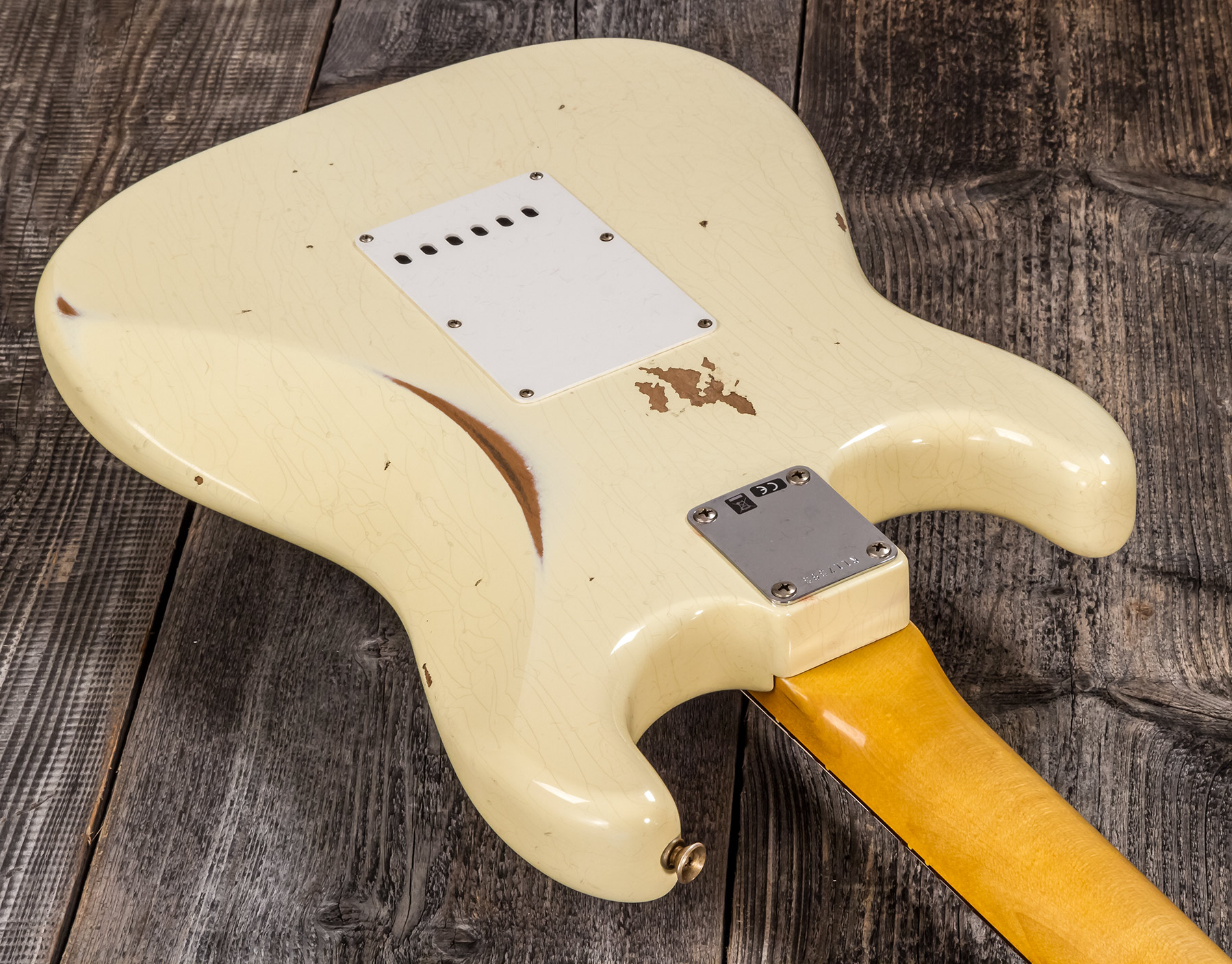 Fender Custom Shop Strat 1959 3s Trem Rw #r117393 - Relic Aged Vintage White - Guitarra eléctrica con forma de str. - Variation 4