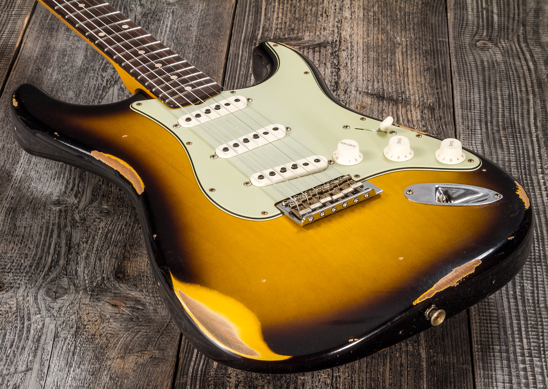 Fender Custom Shop Strat 1959 3s Trem Rw #r117661 - Relic 2-color Sunburst - Guitarra eléctrica con forma de str. - Variation 3