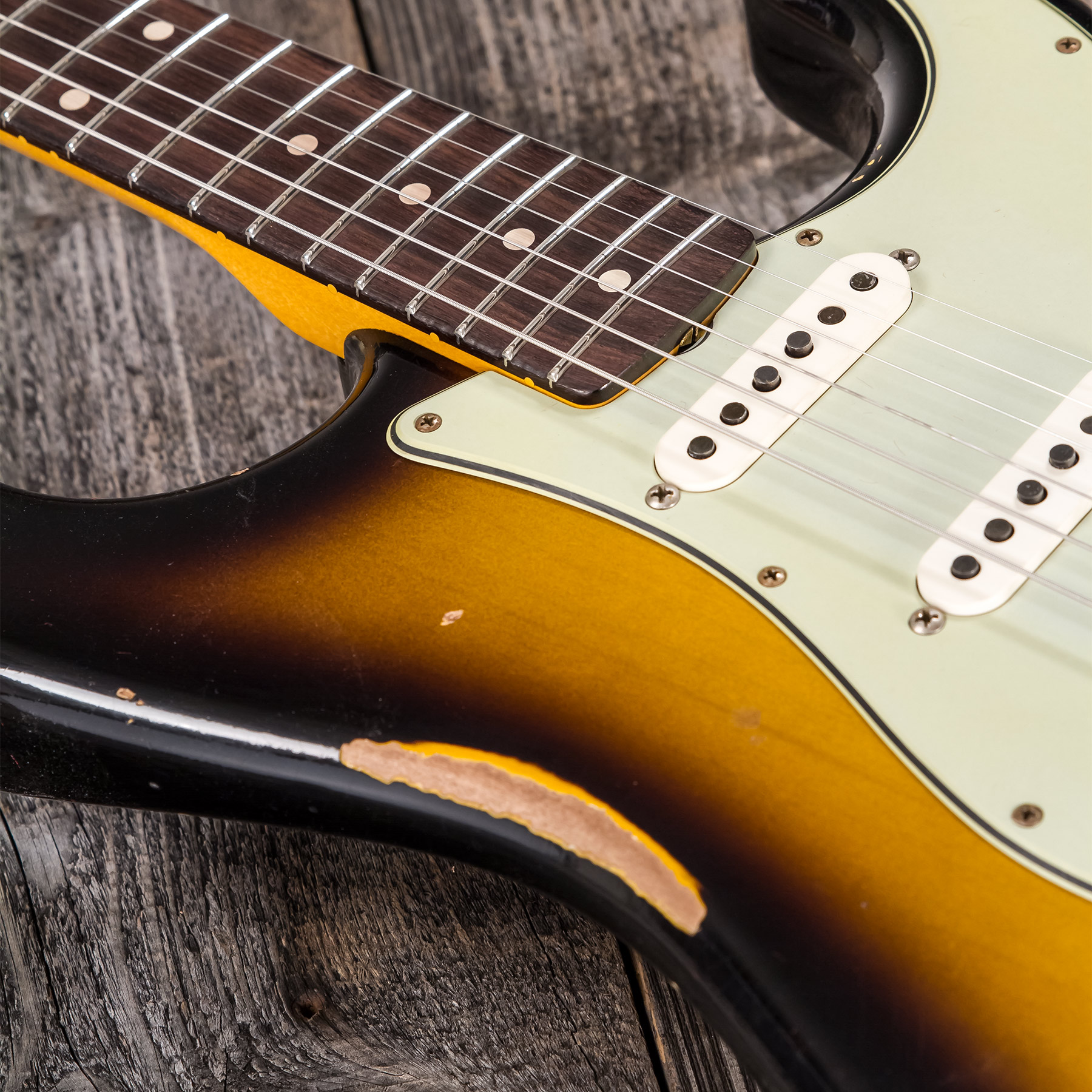 Fender Custom Shop Strat 1959 3s Trem Rw #r117661 - Relic 2-color Sunburst - Guitarra eléctrica con forma de str. - Variation 7