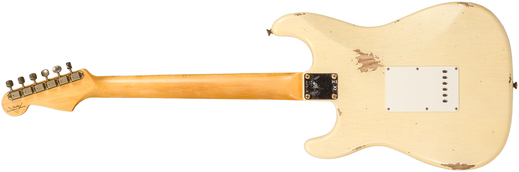 Fender Custom Shop Strat 1959 3s Trem Rw #r133800 - Relic Antique Vintage White - Guitarra eléctrica con forma de str. - Variation 1