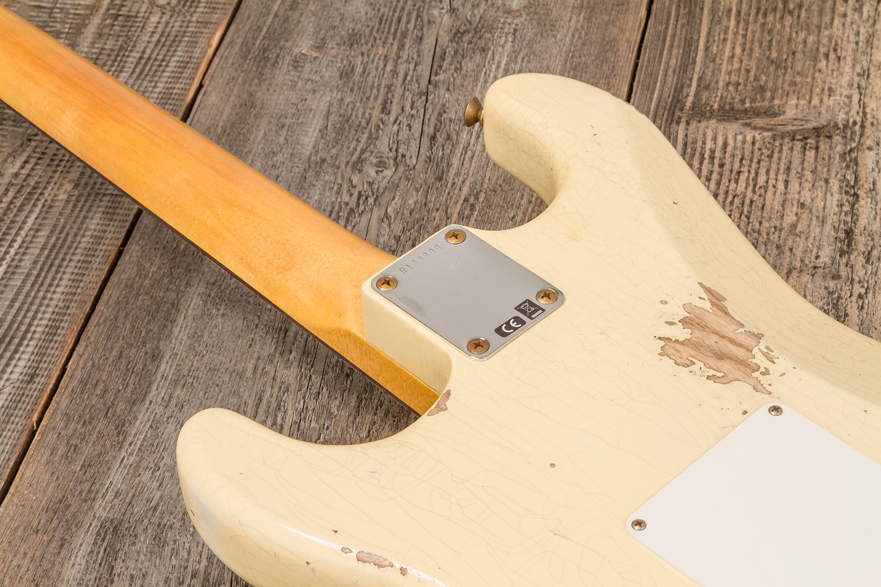 Fender Custom Shop Strat 1959 3s Trem Rw #r133800 - Relic Antique Vintage White - Guitarra eléctrica con forma de str. - Variation 8
