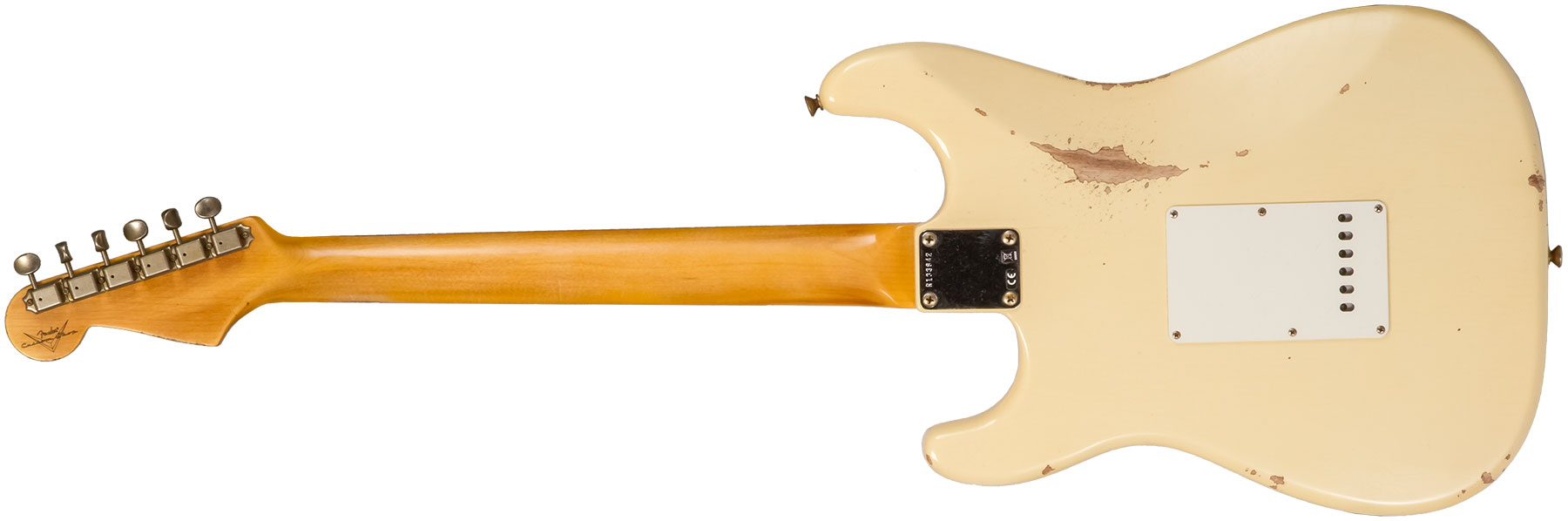 Fender Custom Shop Strat 1959 3s Trem Rw #r133842 - Relic Antique Vintage White - Guitarra eléctrica con forma de str. - Variation 1