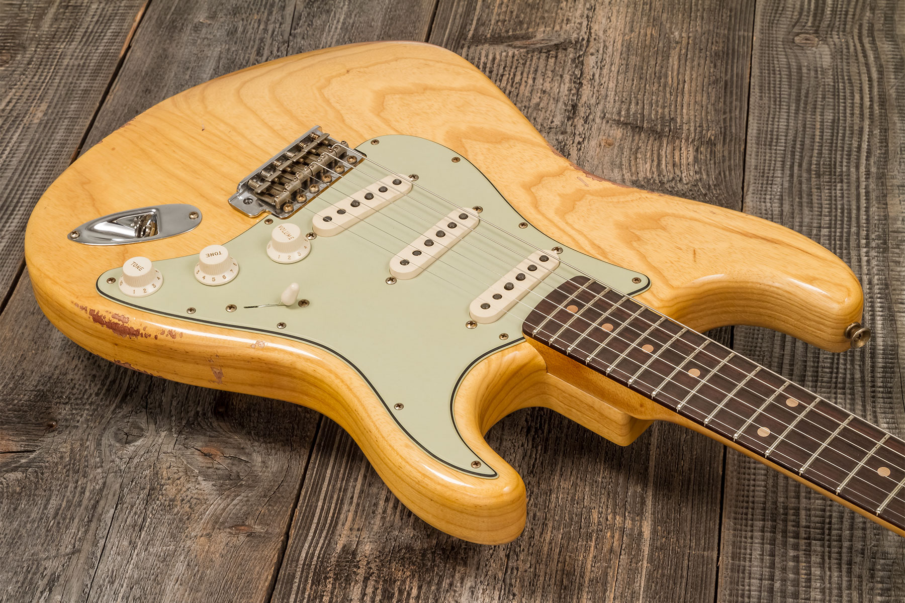 Fender Custom Shop Strat 1959 3s Trem Rw #r133843 - Relic Antique Natural - Guitarra eléctrica con forma de str. - Variation 2