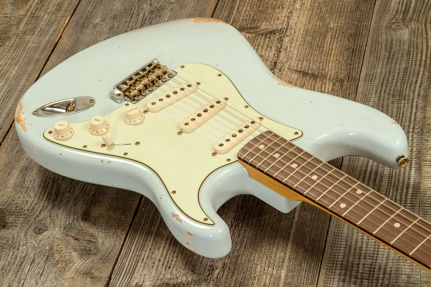 Fender Custom Shop Strat 1959 3s Trem Rw #r134302 - Relic Sonic Blue - Guitarra eléctrica con forma de str. - Variation 2