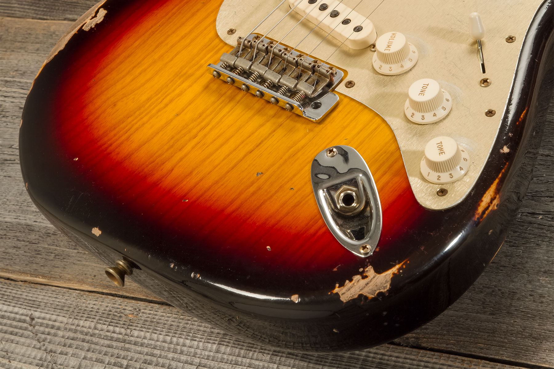 Fender Custom Shop Strat 1959 3s Trem Rw #r134762 - Relic Chocolate 3-color Sunburst - Guitarra eléctrica con forma de str. - Variation 3