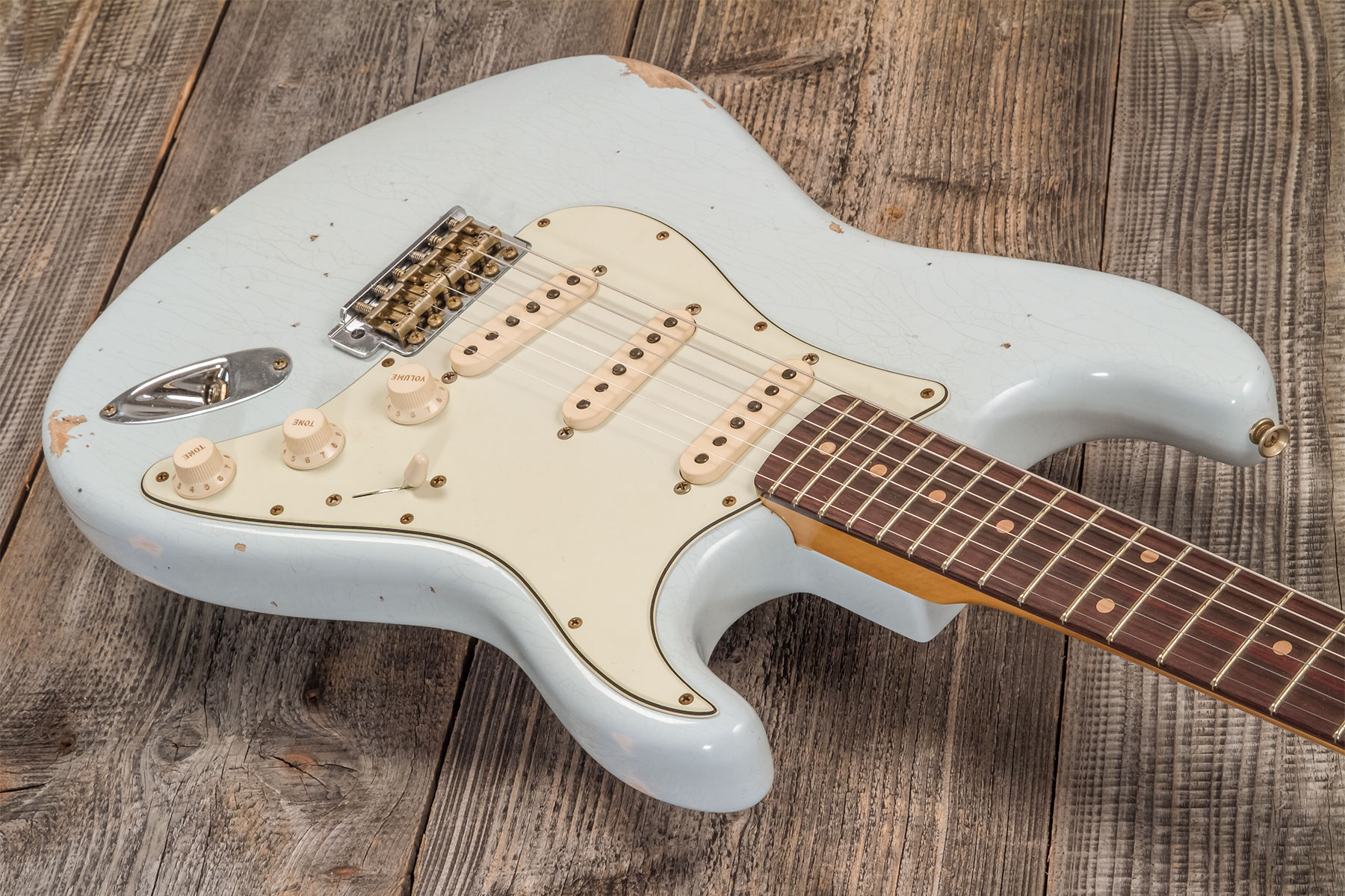 Fender Custom Shop Strat 1959 3s Trem Rw #r138342 - Relic Sonic Blue - Guitarra eléctrica con forma de str. - Variation 2