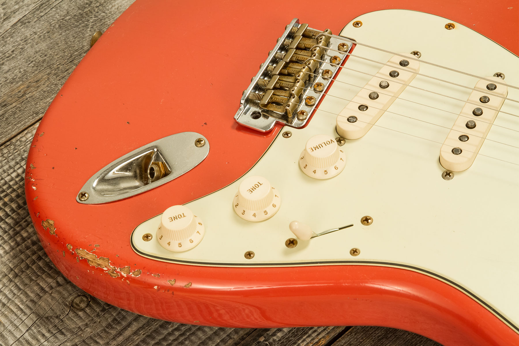 Fender Custom Shop Strat 1959 3s Trem Rw #r138362 - Relic Tahitian Coral - Guitarra eléctrica con forma de str. - Variation 3
