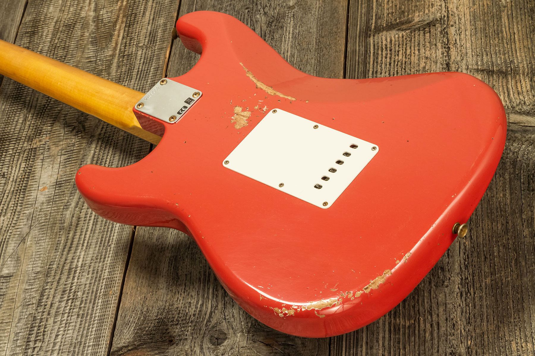 Fender Custom Shop Strat 1959 3s Trem Rw #r138362 - Relic Tahitian Coral - Guitarra eléctrica con forma de str. - Variation 4