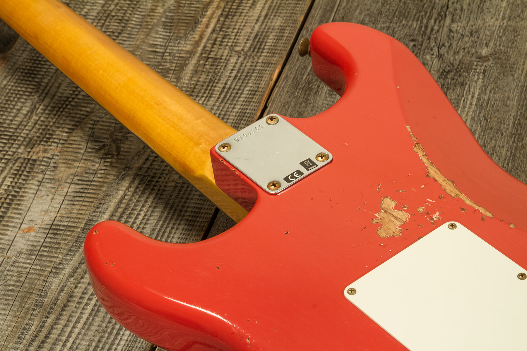Fender Custom Shop Strat 1959 3s Trem Rw #r138362 - Relic Tahitian Coral - Guitarra eléctrica con forma de str. - Variation 5
