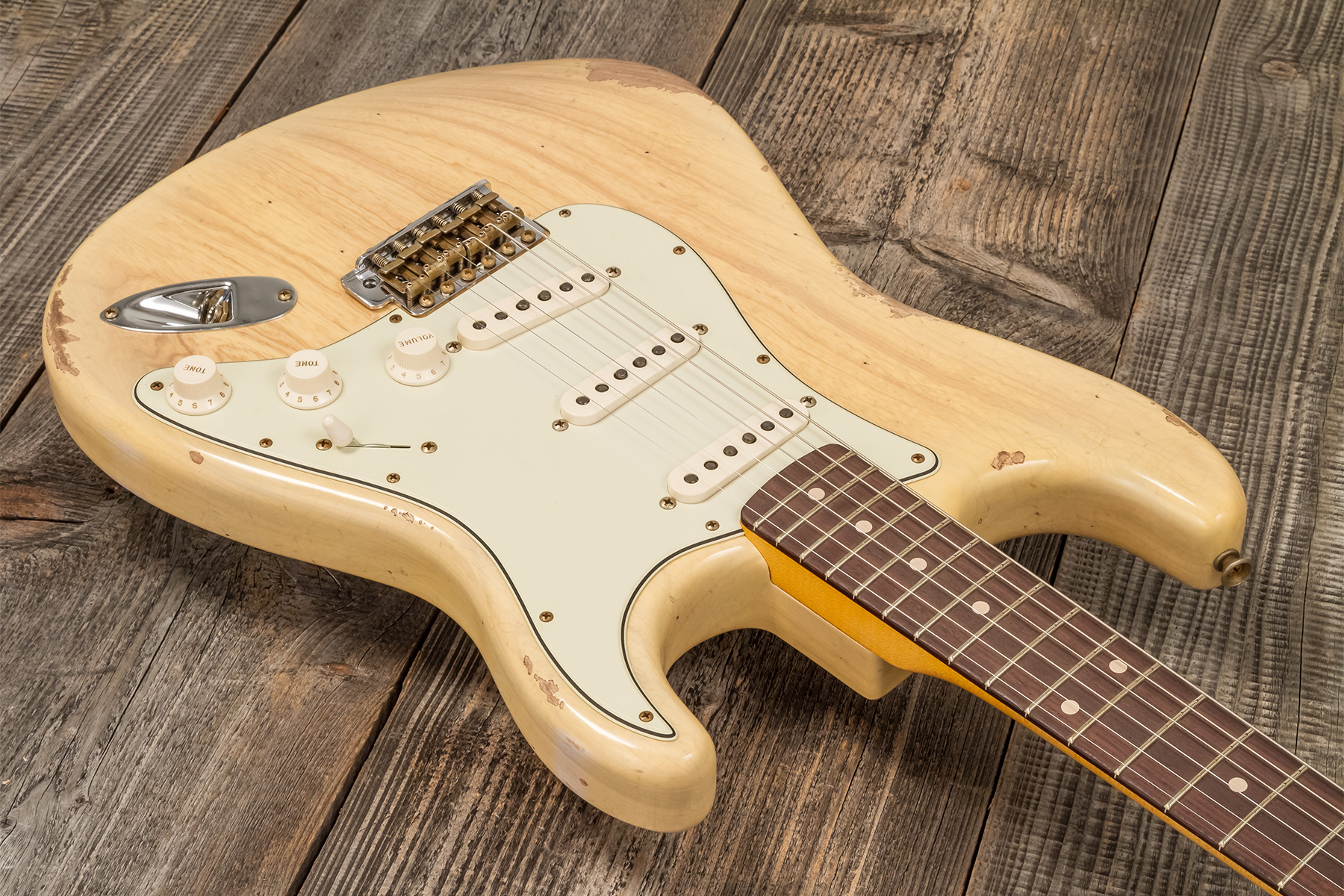Fender Custom Shop Strat 1959 3s Trem Rw #r138376 - Relic Natural Blonde - Guitarra eléctrica con forma de str. - Variation 2