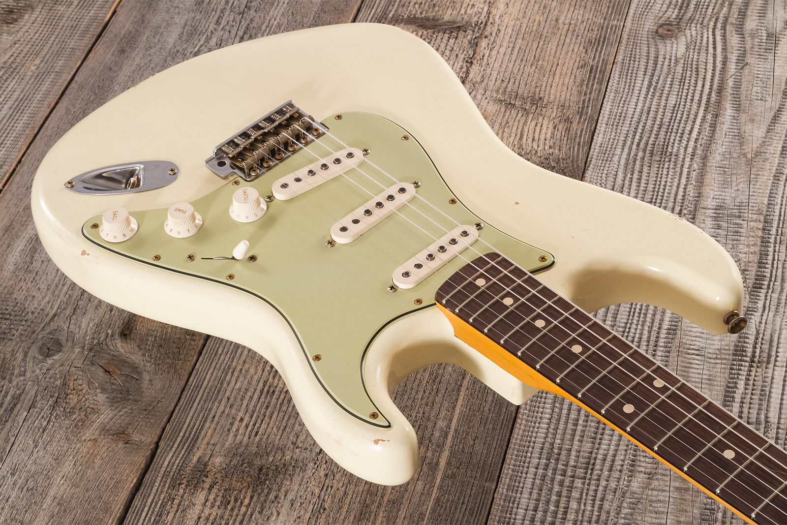 Fender Custom Shop Strat 1959 Masterbuilt D.brown 3s Trem Rw #r143697 - Journeyman Relic Vintage White - Guitarra eléctrica con forma de str. - Variat