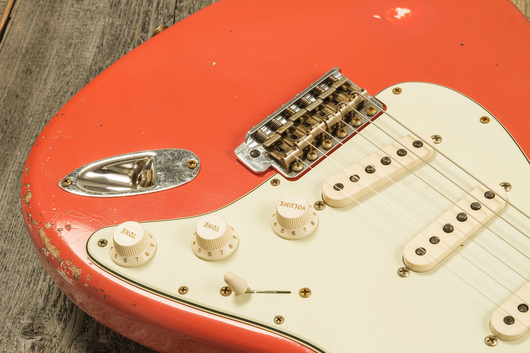 Fender Custom Shop Strat 1959 Trem Rw #r133789 - Relic Tahitian Coral - Guitarra eléctrica con forma de str. - Variation 3
