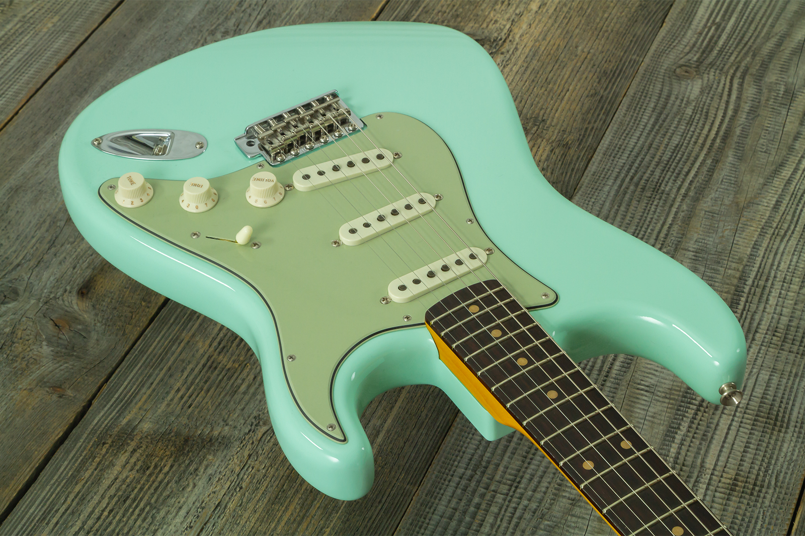 Fender Custom Shop Strat 1959 Vintage Custom 3s Trem Rw #r146975 - Time Capsule Faded Surf Green - Guitarra eléctrica con forma de str. - Variation 2