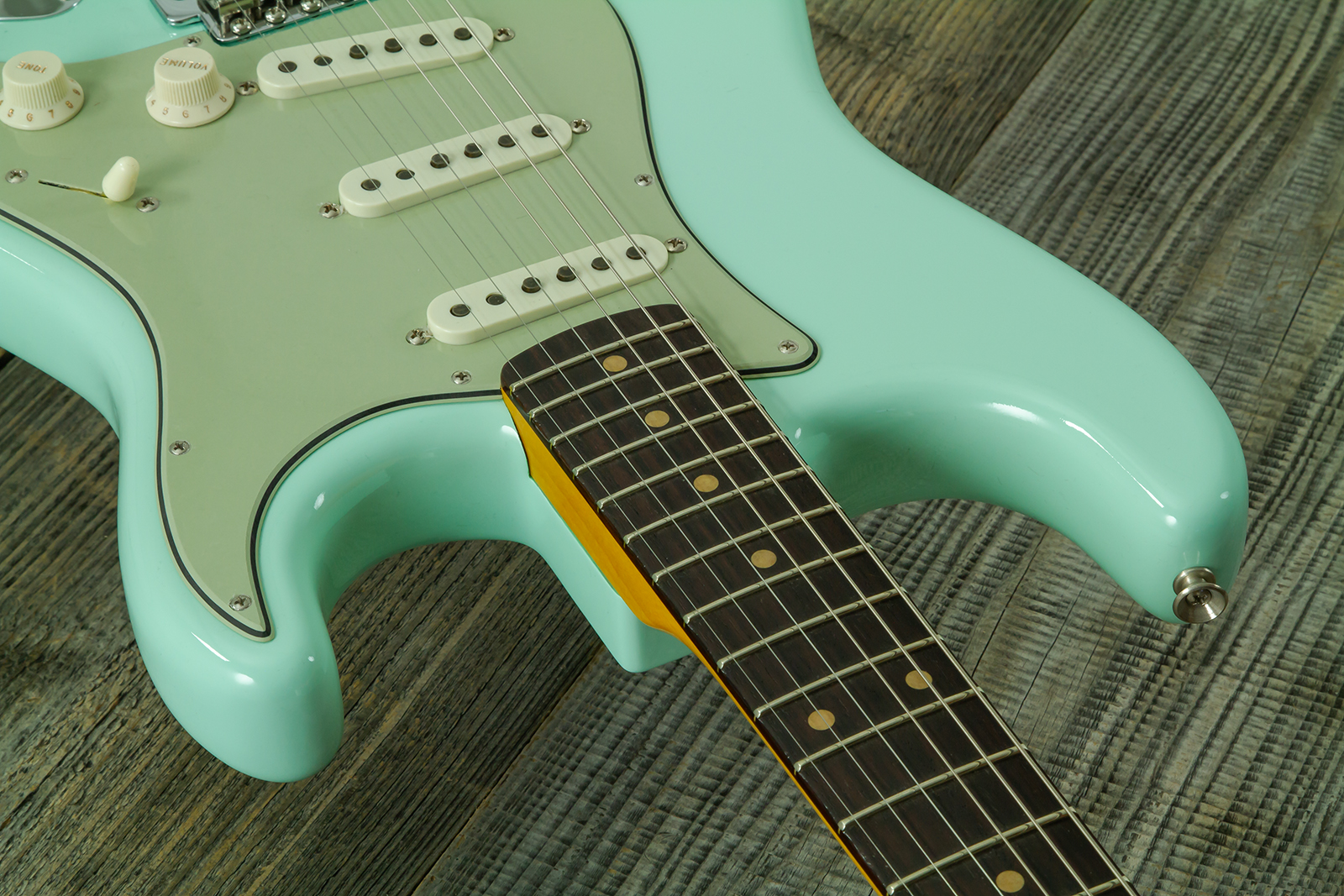 Fender Custom Shop Strat 1959 Vintage Custom 3s Trem Rw #r146975 - Time Capsule Faded Surf Green - Guitarra eléctrica con forma de str. - Variation 3