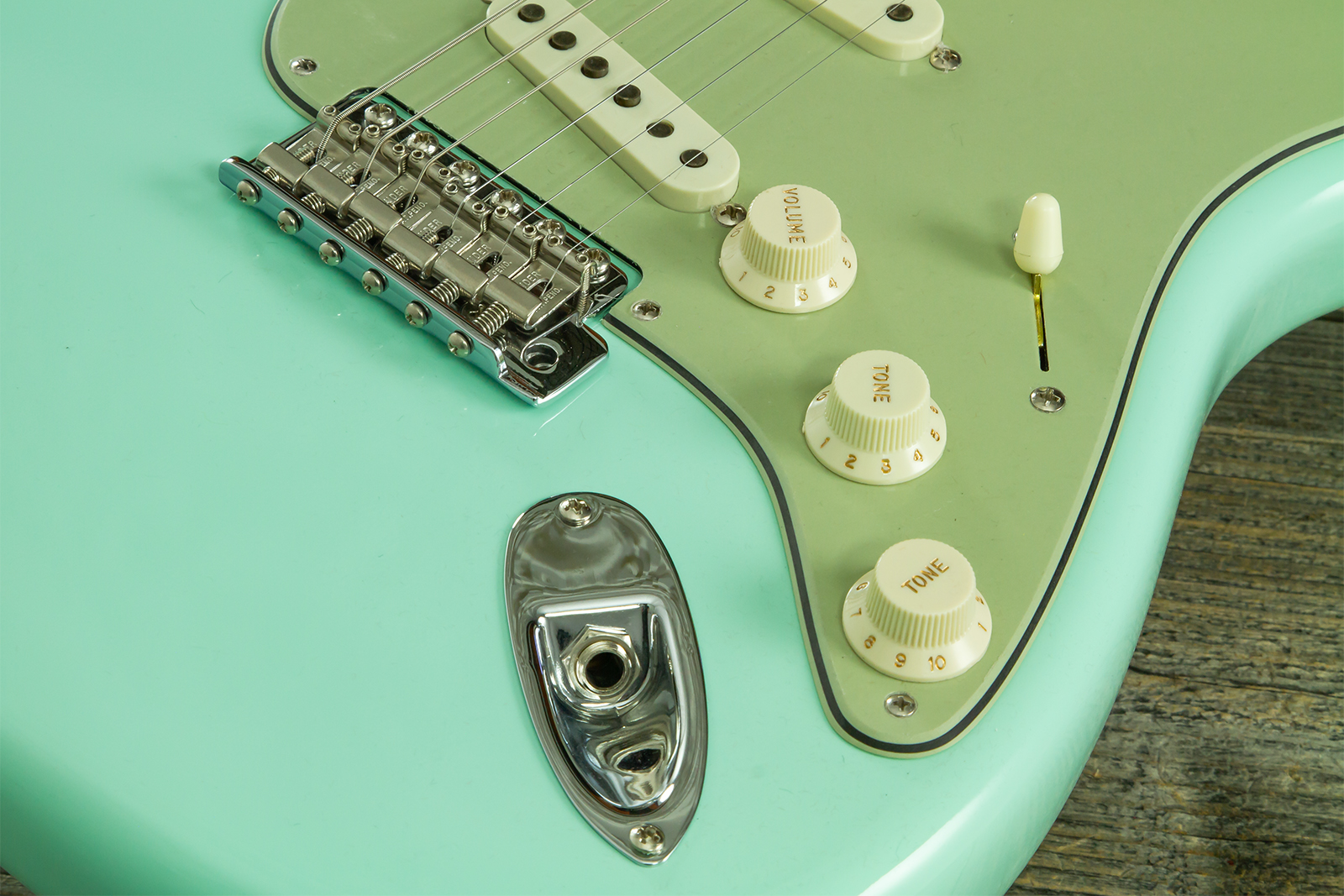 Fender Custom Shop Strat 1959 Vintage Custom 3s Trem Rw #r146975 - Time Capsule Faded Surf Green - Guitarra eléctrica con forma de str. - Variation 5