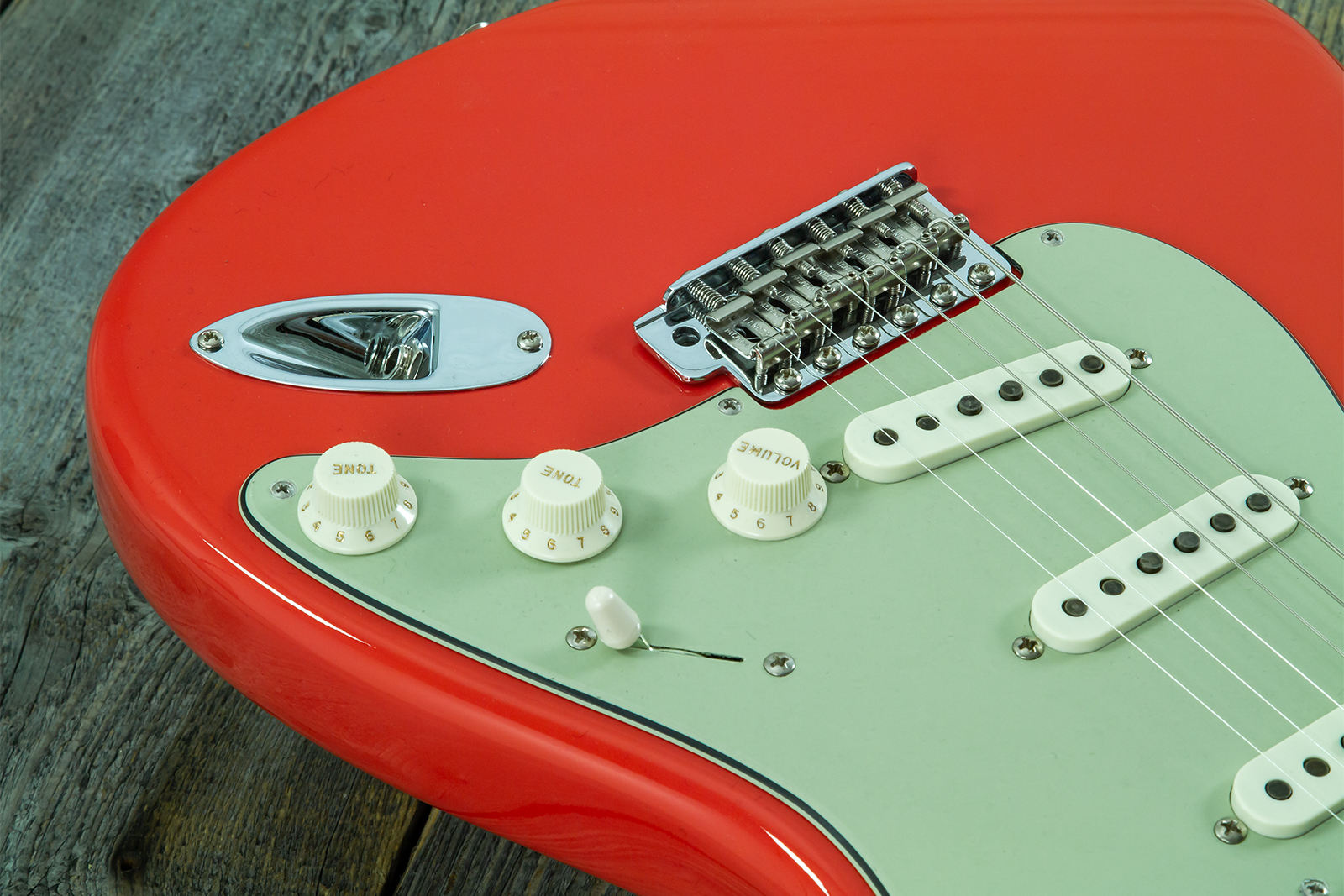 Fender Custom Shop Strat 1959 Vintage Custom 3s Trem Rw #r147785 - Time Capsule Fiesta Red - Guitarra eléctrica con forma de str. - Variation 13