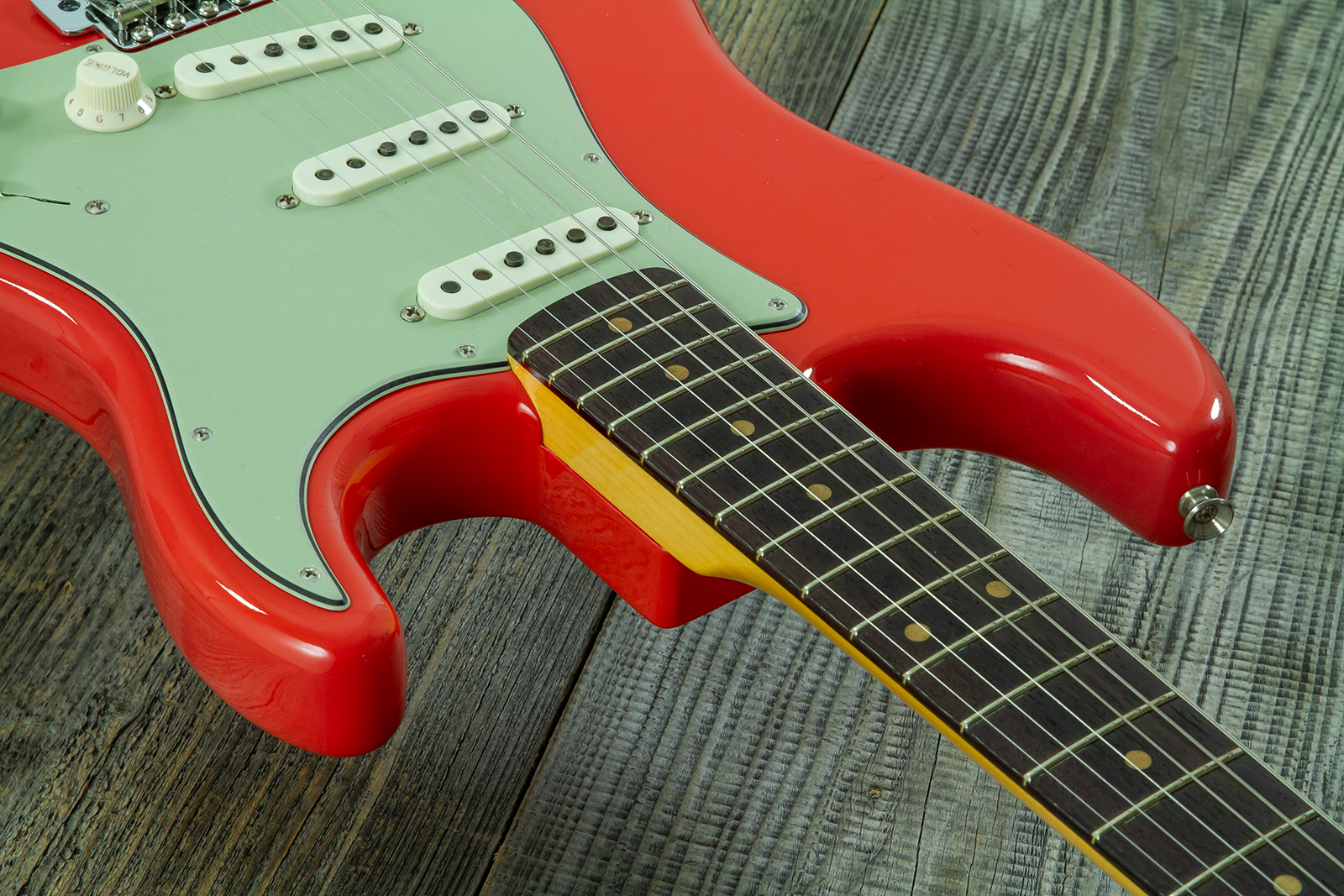 Fender Custom Shop Strat 1959 Vintage Custom 3s Trem Rw #r147785 - Time Capsule Fiesta Red - Guitarra eléctrica con forma de str. - Variation 14
