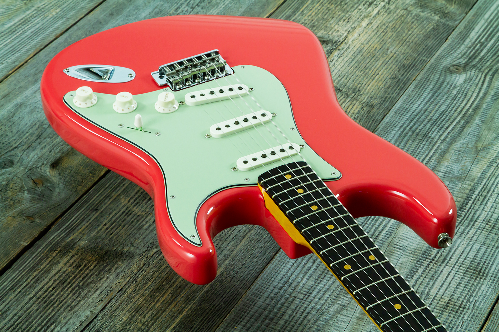 Fender Custom Shop Strat 1959 Vintage Custom 3s Trem Rw #r148219 - Time Capsule Fiesta Red - Guitarra eléctrica con forma de str. - Variation 6