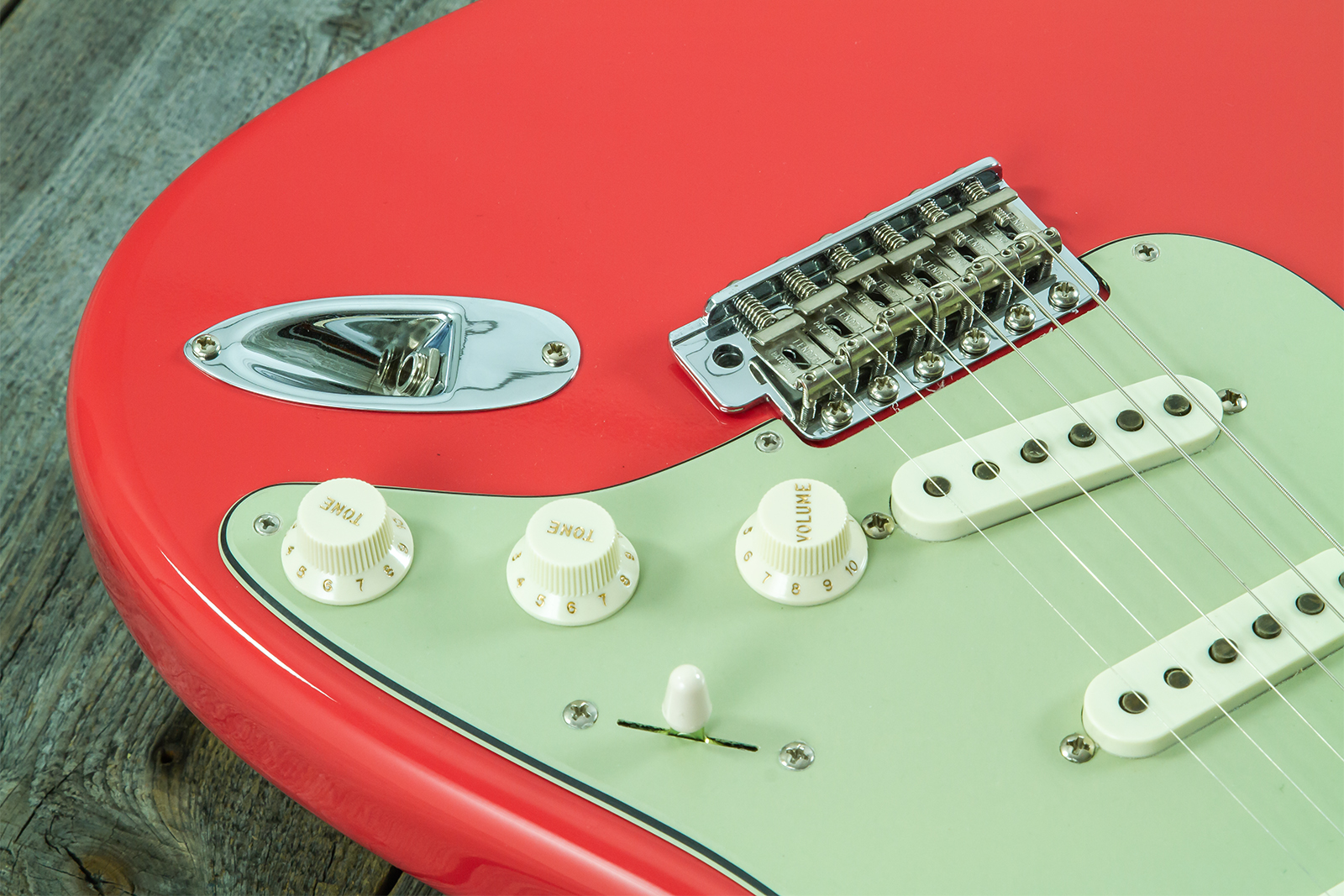 Fender Custom Shop Strat 1959 Vintage Custom 3s Trem Rw #r148219 - Time Capsule Fiesta Red - Guitarra eléctrica con forma de str. - Variation 7