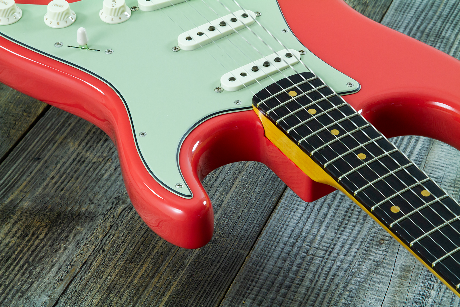 Fender Custom Shop Strat 1959 Vintage Custom 3s Trem Rw #r148219 - Time Capsule Fiesta Red - Guitarra eléctrica con forma de str. - Variation 8