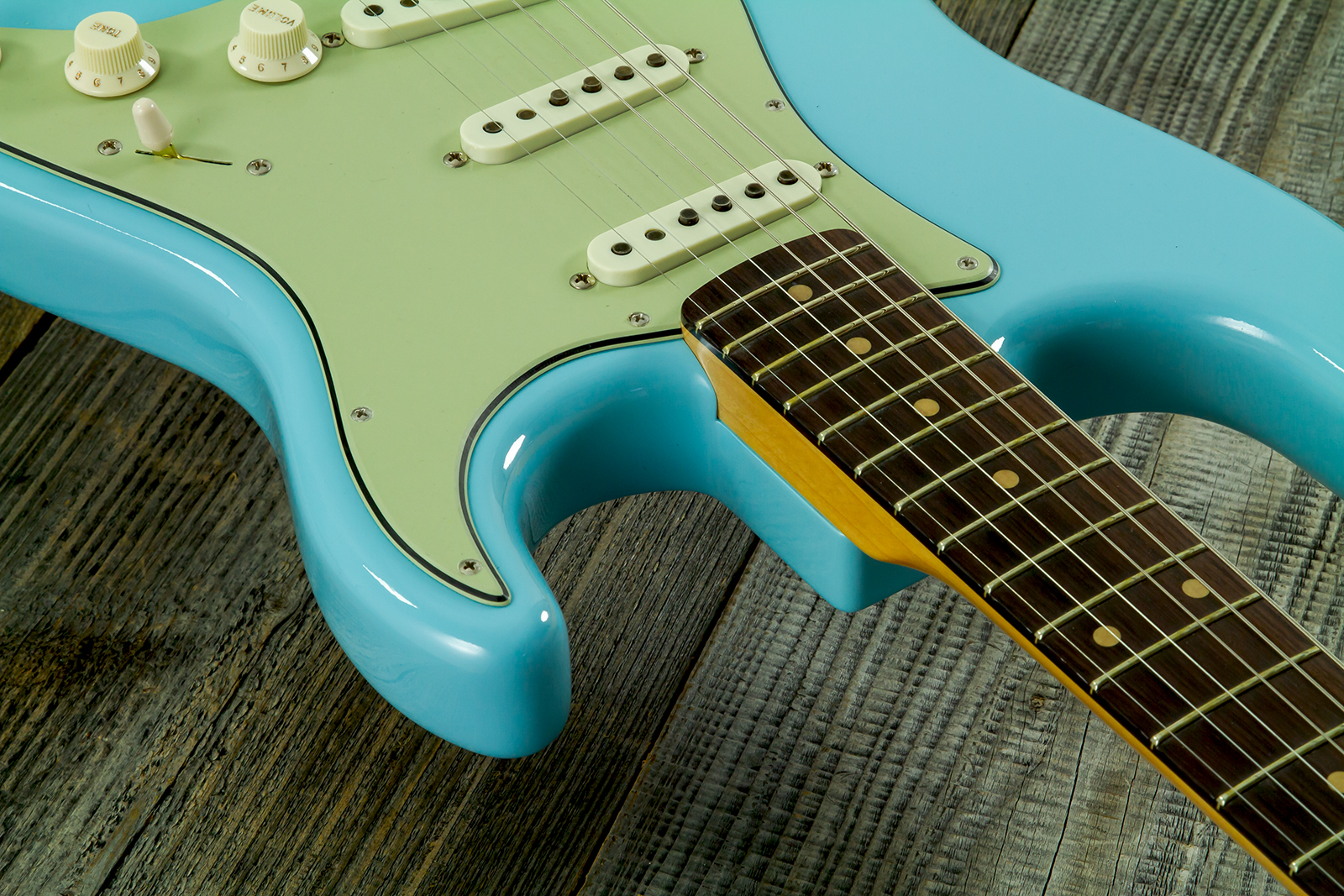 Fender Custom Shop Strat 1959 Vintage Custom 3s Trem Rw #r150835 - Time Capsule Daphne Blue - Guitarra eléctrica con forma de str. - Variation 9