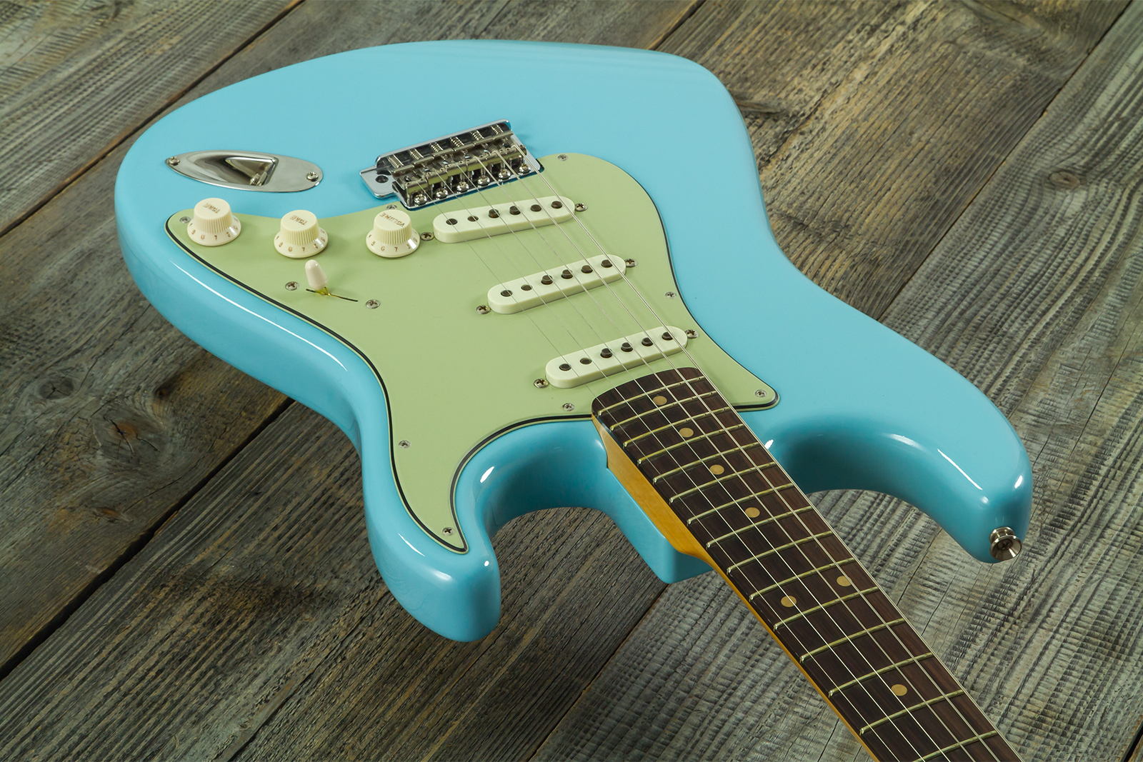Fender Custom Shop Strat 1959 Vintage Custom 3s Trem Rw #r150835 - Time Capsule Daphne Blue - Guitarra eléctrica con forma de str. - Variation 2