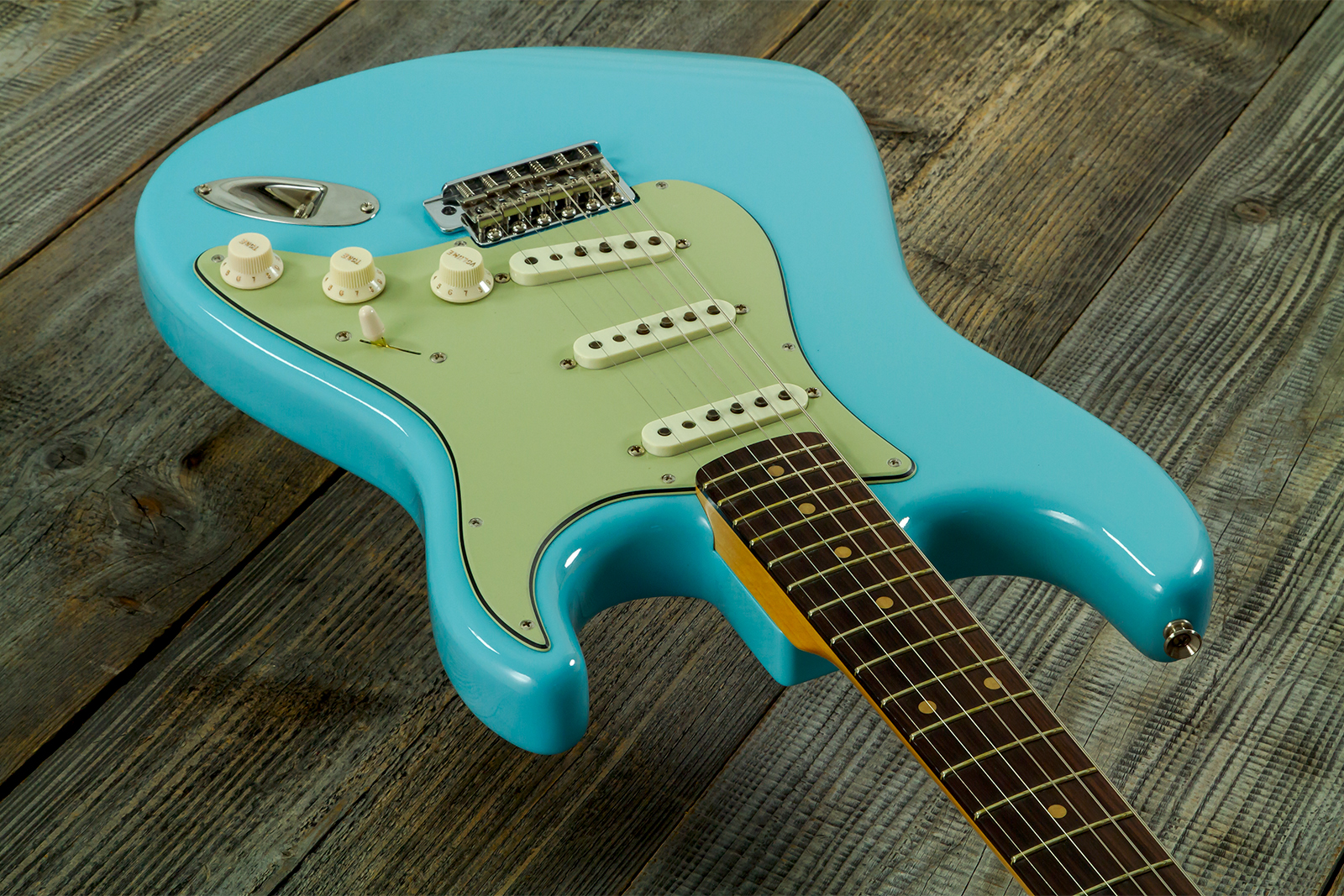 Fender Custom Shop Strat 1959 Vintage Custom 3s Trem Rw #r150835 - Time Capsule Daphne Blue - Guitarra eléctrica con forma de str. - Variation 7