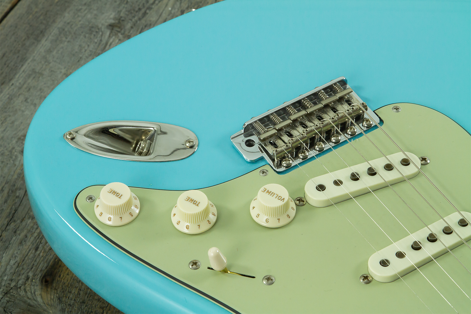 Fender Custom Shop Strat 1959 Vintage Custom 3s Trem Rw #r150835 - Time Capsule Daphne Blue - Guitarra eléctrica con forma de str. - Variation 8