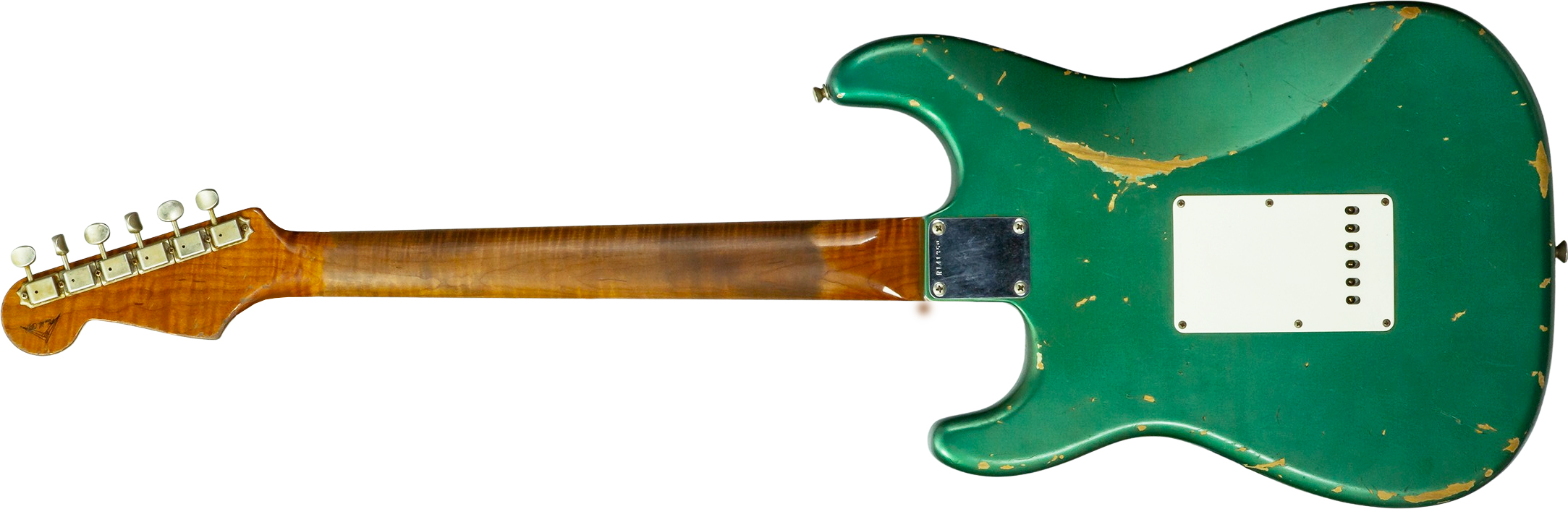 Fender Custom Shop Strat 1960/63 Mb A.macnutt 3s Trem Rw #r141359 - Relic Sherwood Green Metallic - Guitarra eléctrica con forma de str. - Variation 1