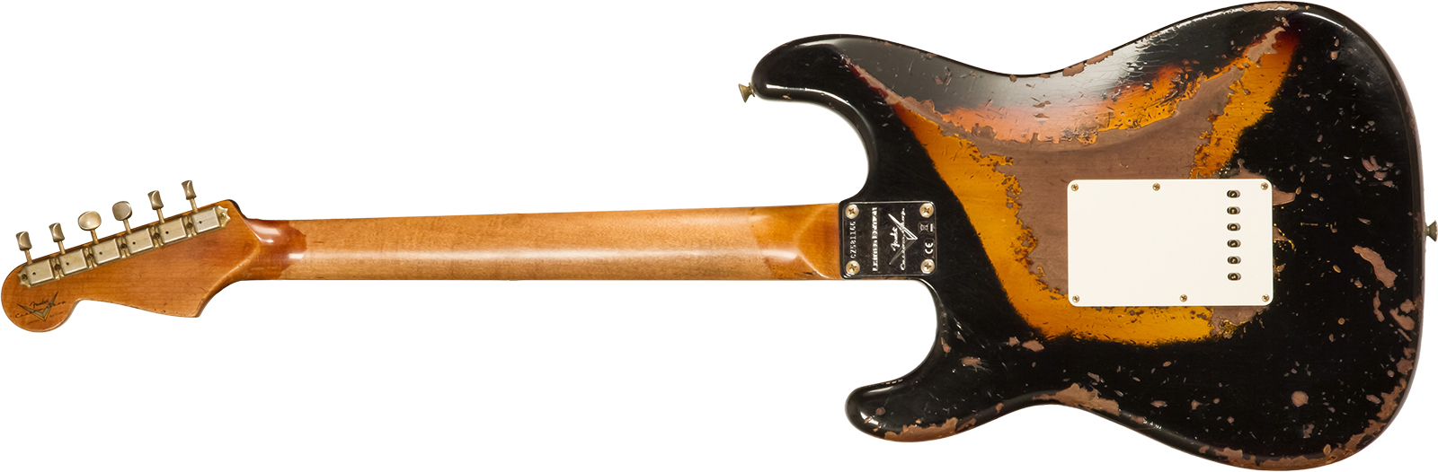 Fender Custom Shop Strat 1960 Roasted 3s Trem Rw #cz581166 - Super Heavy Relic Black O. 2-color Sunburst - Guitarra eléctrica con forma de str. - Vari