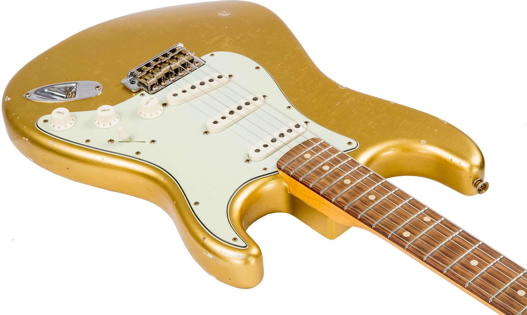 Fender Custom Shop Strat 1960 Rw #cz544406 - Relic Aztec Gold - Guitarra eléctrica con forma de str. - Variation 3