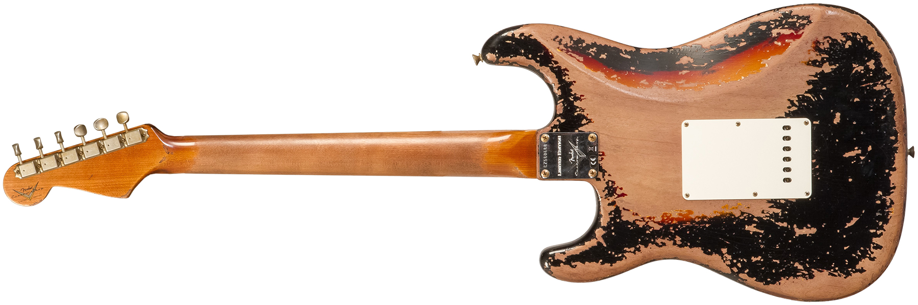 Fender Custom Shop Strat 1961 3s Trem #cz580688 - Super Heavy Relic Black O. 3-color Sunburst - Guitarra eléctrica con forma de str. - Variation 1