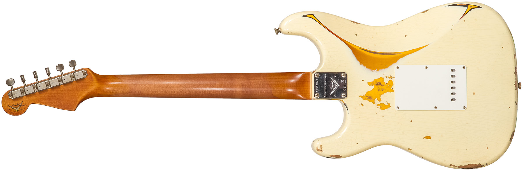 Fender Custom Shop Strat 1961 3s Trem Rw #cz563376 - Heavy Relic Vintage White/3-color Sunburst - Guitarra eléctrica con forma de str. - Variation 1