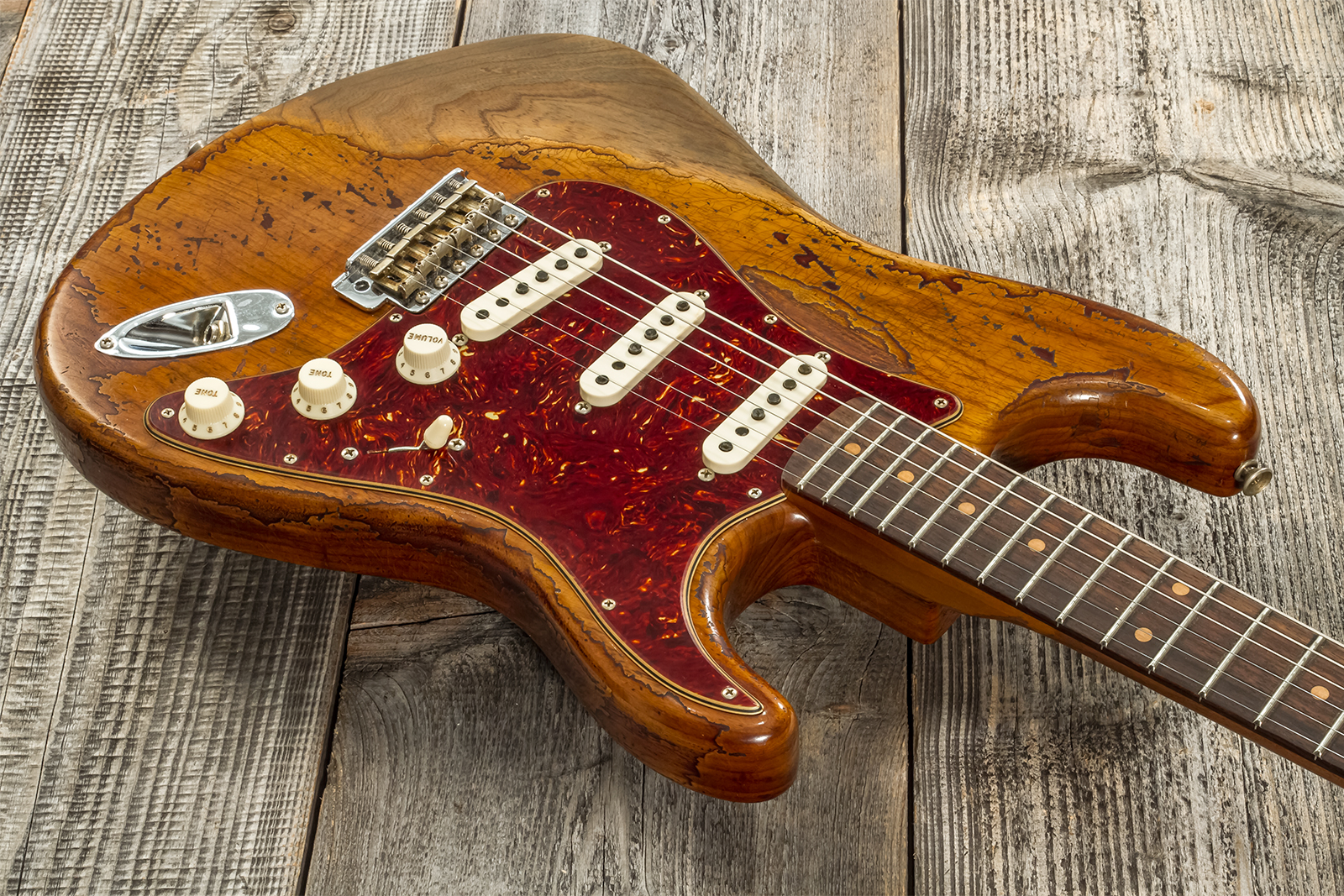Fender Custom Shop Strat 1961 3s Trem Rw #cz570051 - Super Heavy Relic Natural - Guitarra eléctrica con forma de str. - Variation 2
