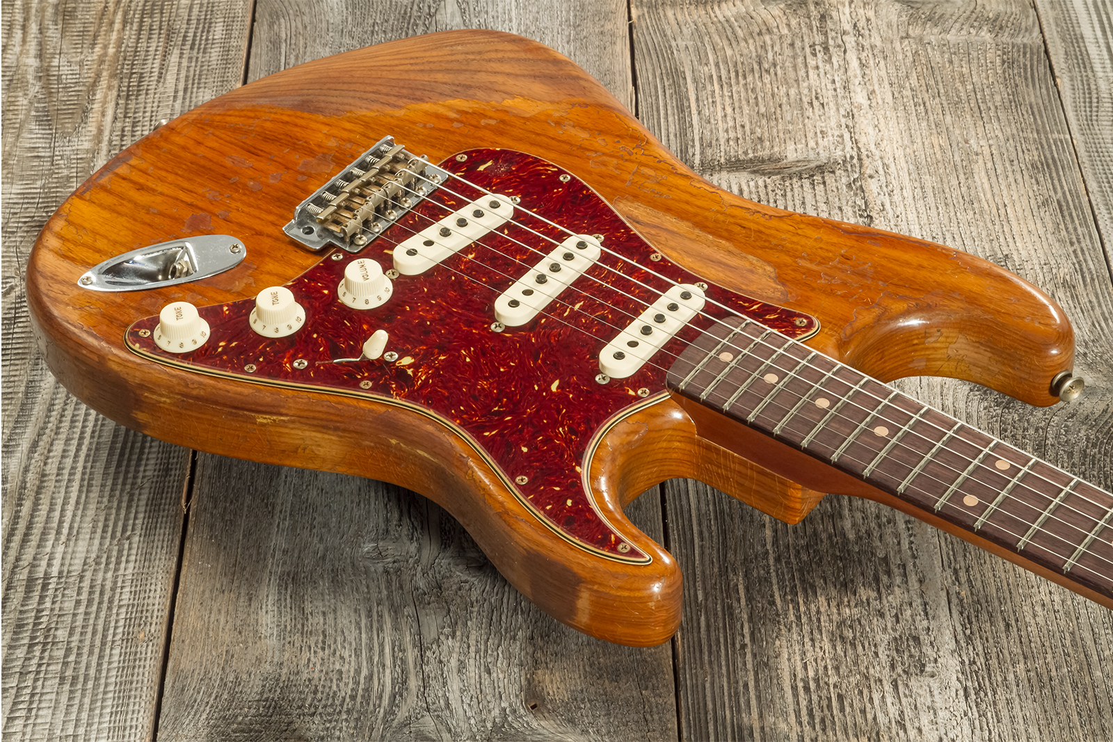 Fender Custom Shop Strat 1961 3s Trem Rw #cz570266 - Super Heavy Relic Natural - Guitarra eléctrica con forma de str. - Variation 2
