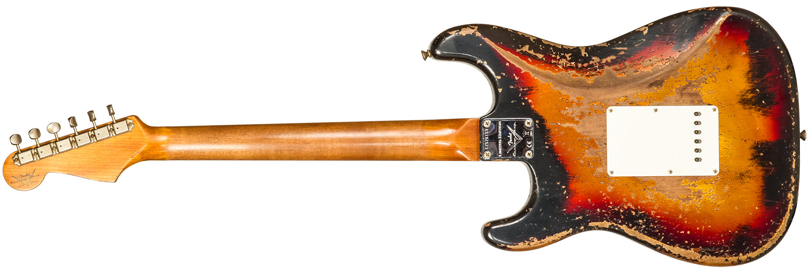 Fender Custom Shop Strat 1961 3s Trem Rw #cz576153 - Super Heavy Relic Black O. 3-color Sunburst - Guitarra eléctrica con forma de str. - Variation 1