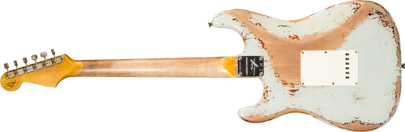 Fender Custom Shop Strat 1961 Bone Tone 3s Trem Rw #cz583129 - Super Heavy Relic Sonic Blue O. 3-color Sunburst - Guitarra eléctrica con forma de str.
