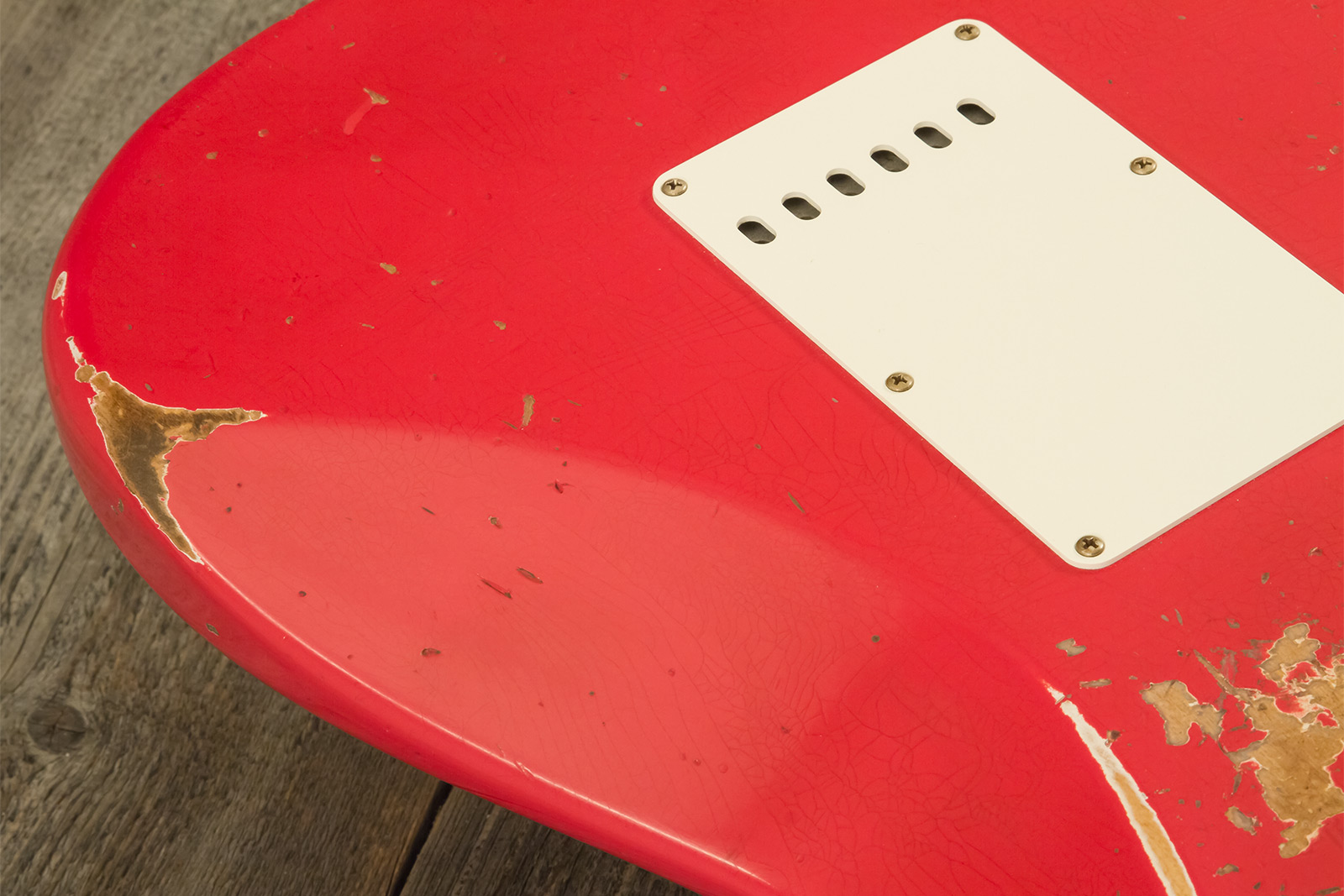 Fender Custom Shop Strat 1961 Masterbuilt K.mcmillin 3s Trem Abw #r132221 - Relic Fiesta Red - Guitarra eléctrica con forma de str. - Variation 11