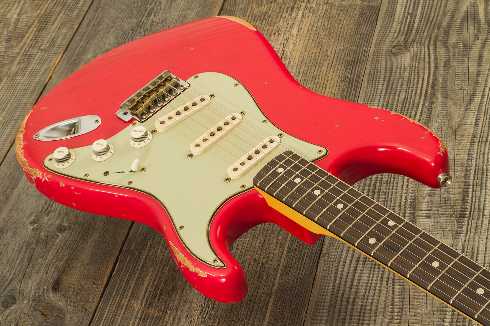 Fender Custom Shop Strat 1961 Masterbuilt K.mcmillin 3s Trem Abw #r132221 - Relic Fiesta Red - Guitarra eléctrica con forma de str. - Variation 3