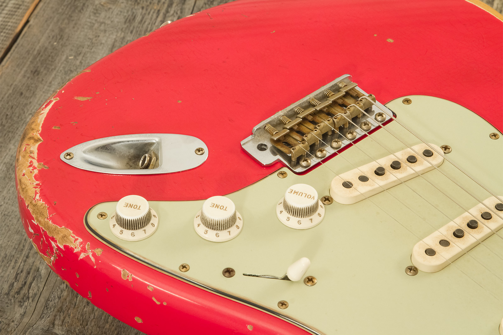 Fender Custom Shop Strat 1961 Masterbuilt K.mcmillin 3s Trem Abw #r132221 - Relic Fiesta Red - Guitarra eléctrica con forma de str. - Variation 4
