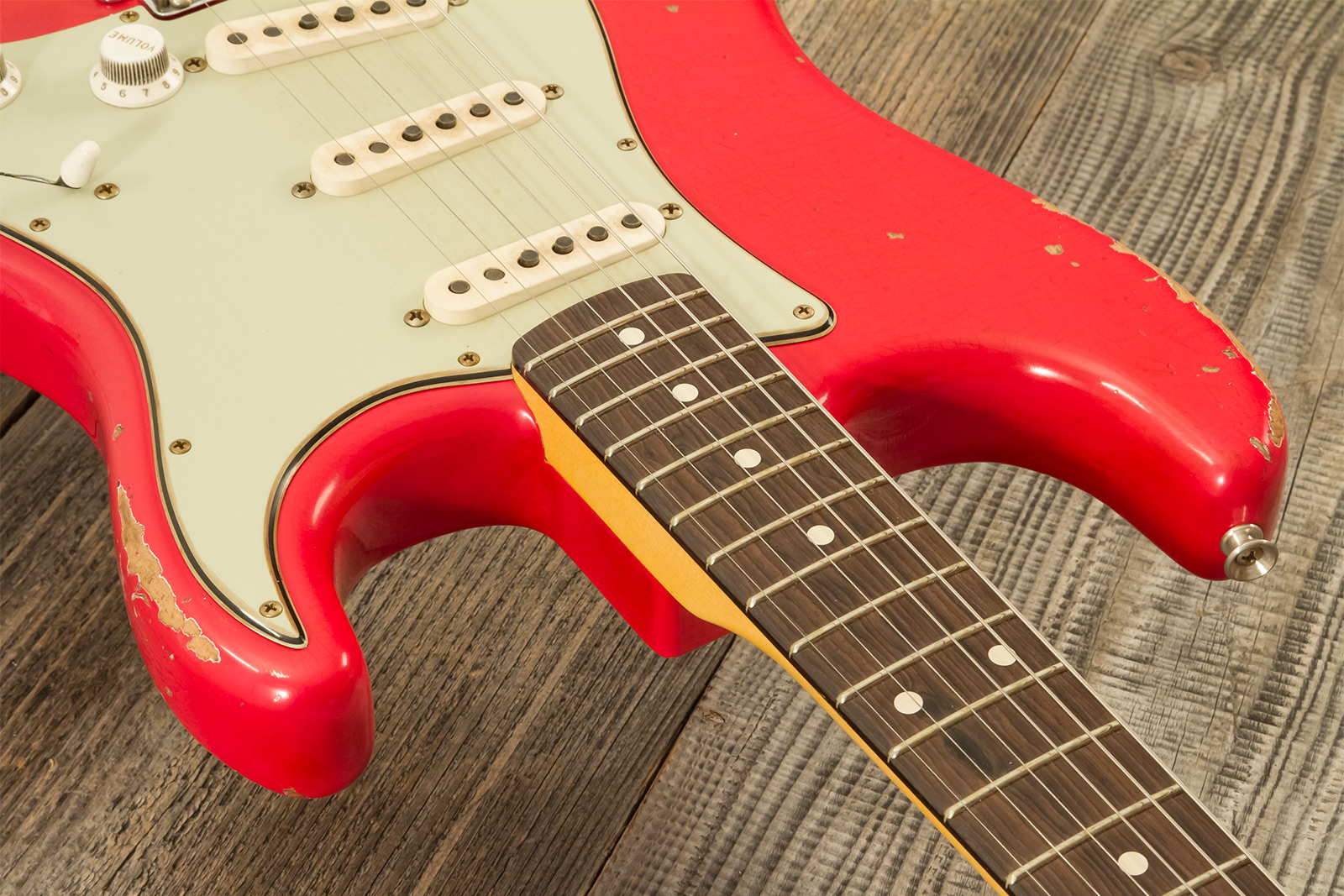 Fender Custom Shop Strat 1961 Masterbuilt K.mcmillin 3s Trem Abw #r132221 - Relic Fiesta Red - Guitarra eléctrica con forma de str. - Variation 6