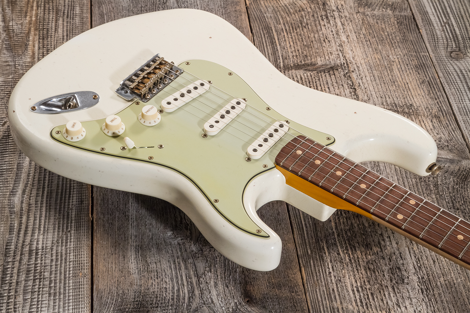 Fender Custom Shop Strat 1962/63 3s Trem Rw #cz565163 - Journeyman Relic Olympic White - Guitarra eléctrica con forma de str. - Variation 2