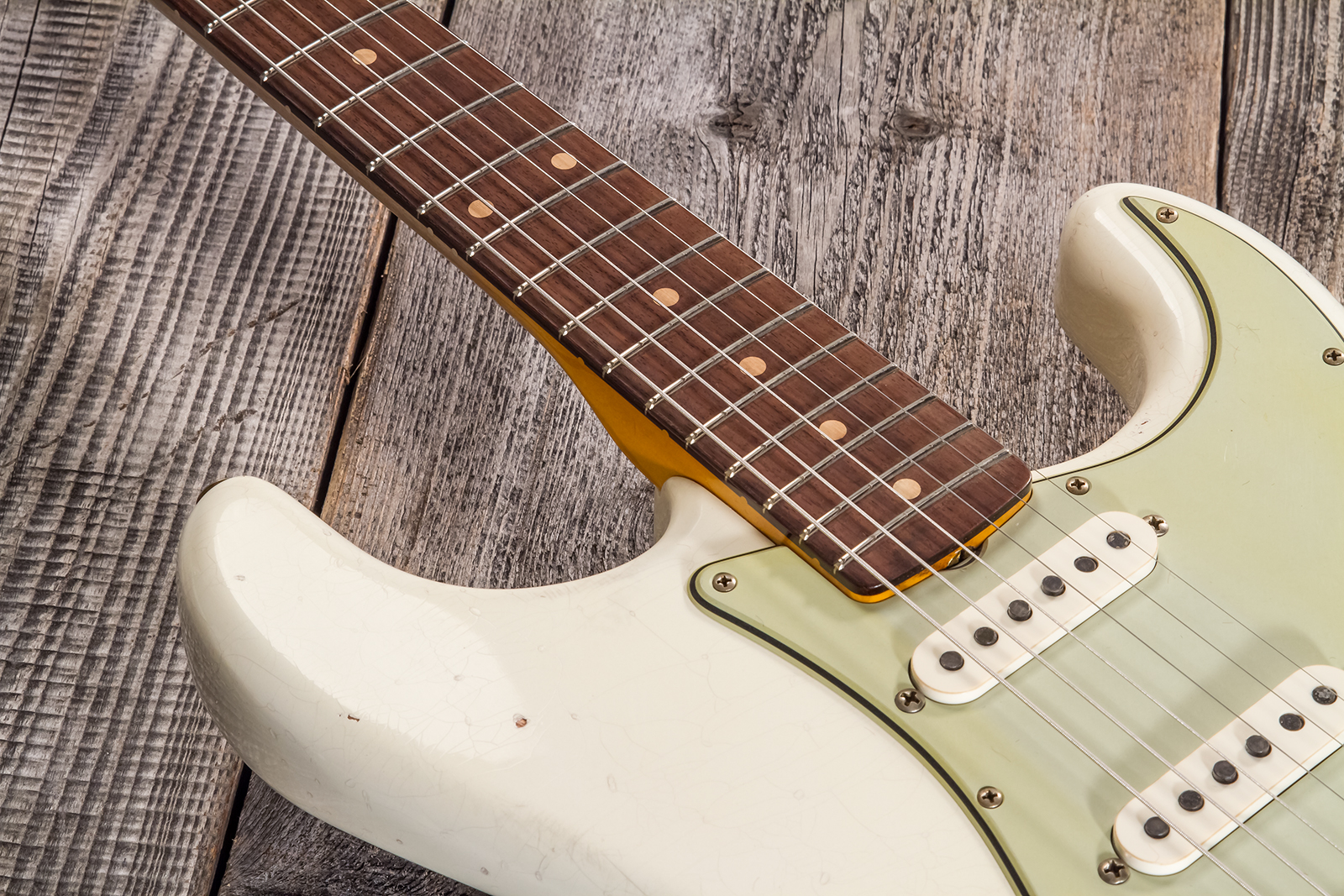 Fender Custom Shop Strat 1962/63 3s Trem Rw #cz565163 - Journeyman Relic Olympic White - Guitarra eléctrica con forma de str. - Variation 3